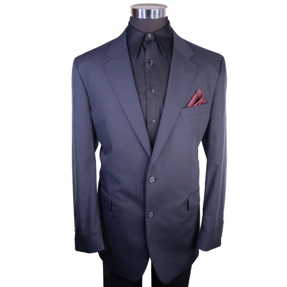 JOS A BANK Mens 44L Solid blue Sport Coat Jacket Blazer Two Button Cotton Blend - Picture 2 of 14